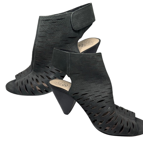 Vince Camuto Black Leather Peep Toe Slingback Heels – Size 9 - Picture 1 of 4